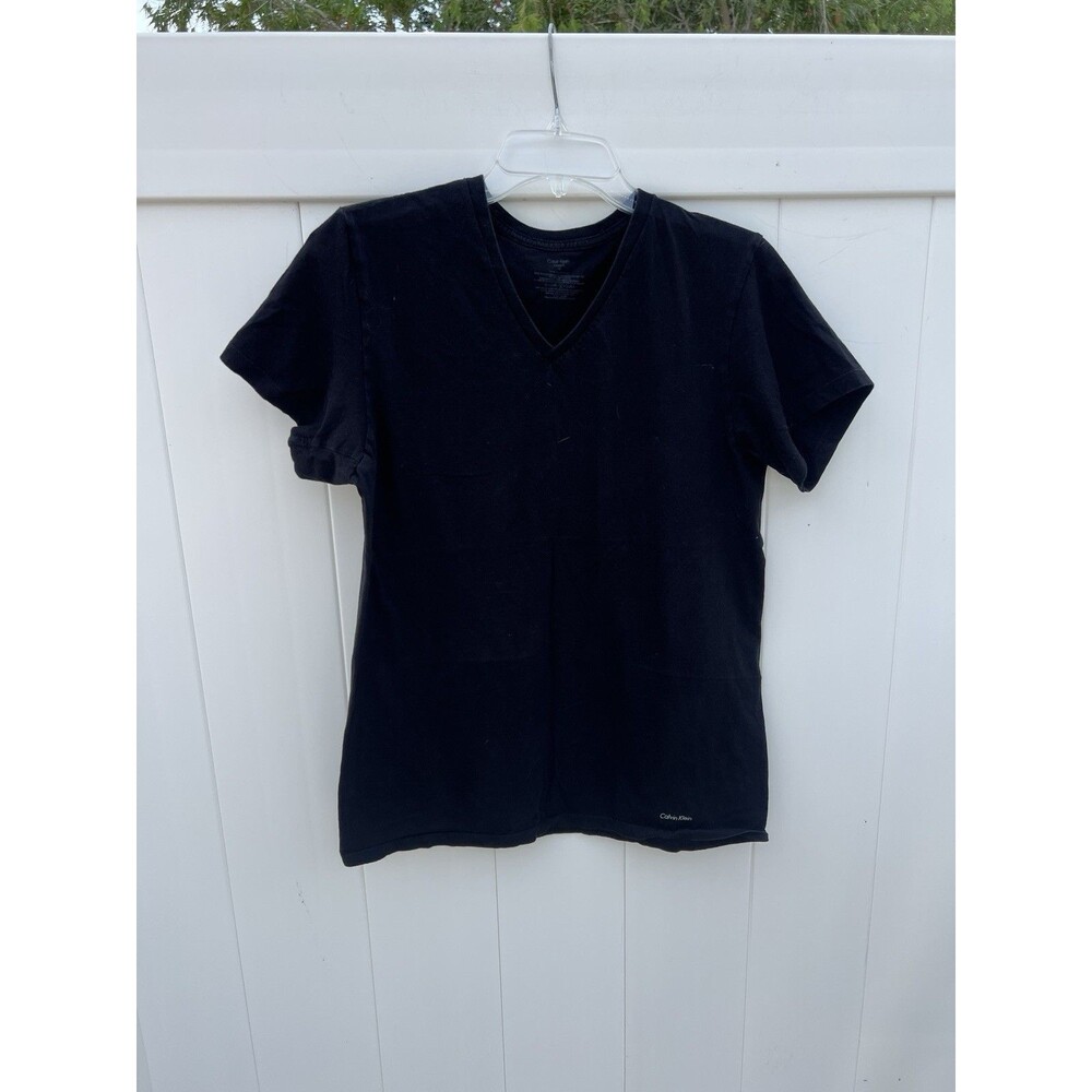 Calvin Klein Black Logo V-Neck Cotton Men's T-Shirt Size Medium